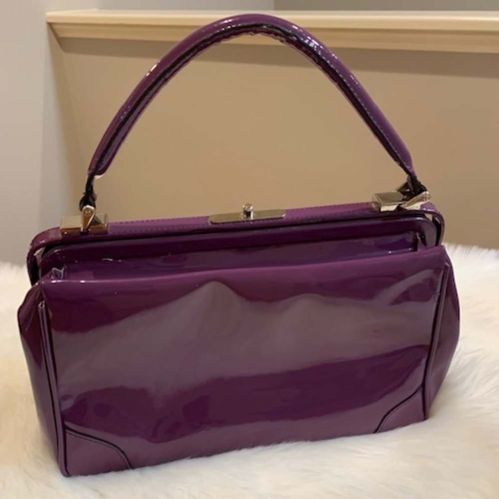 Vintage Purple Patent Purse-Vinyl Pleather Faux Leather